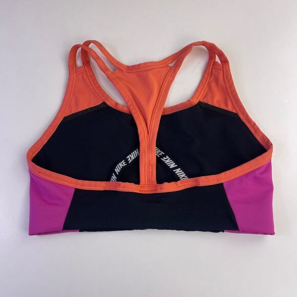 Nike Swoosh Women's Small Medium Support Color Block Sports Bra Black Pink - Picture 2 of 5